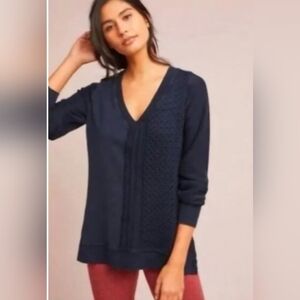 ANTHROPOLOGIE SATURDAY SUNDAY ARCANA CABLE KNIT V-NECK SWEATER. SIZE SMALL.